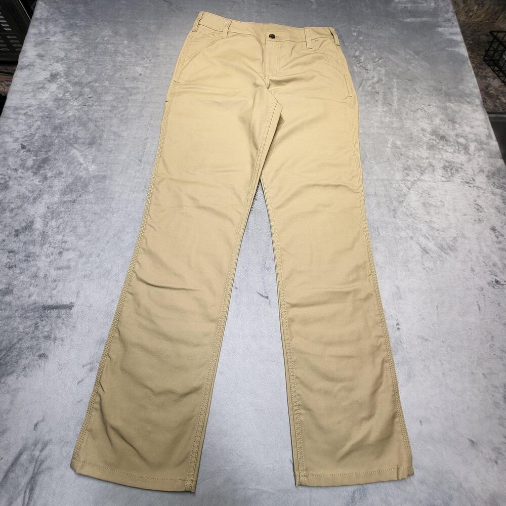Carhartt Pants Womens 6 Regular Beige Khakis Twill Straight Stretch Workwear